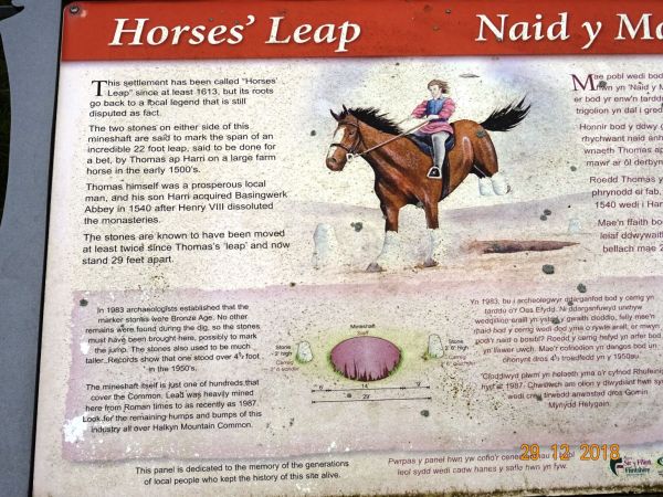 Plaque at the site of Naid-y-March (Horse's Leap) at Calcoed, Flintshire